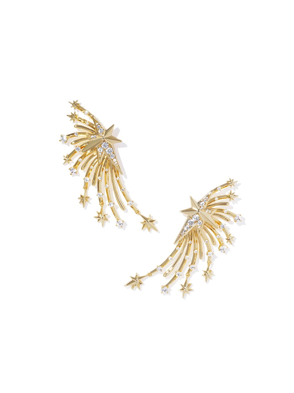 KENDRA SCOTT- Firework Statement Earrings Gold White Crystal NWT